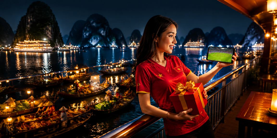 Người dùng đặt cược bóng đá trực tuyến tại Vịnh Hạ Long qua điện thoại di động
